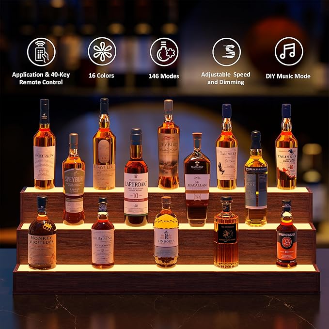 LED 38 Inch Bar Display Shelf, Wine Rack Bottle Shelf - Image 3