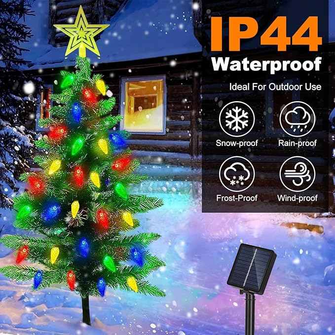 2 Pack Solar Christmas Decorations Tree Lights, Upgraded Outdoor Solar Stake - Image 6
