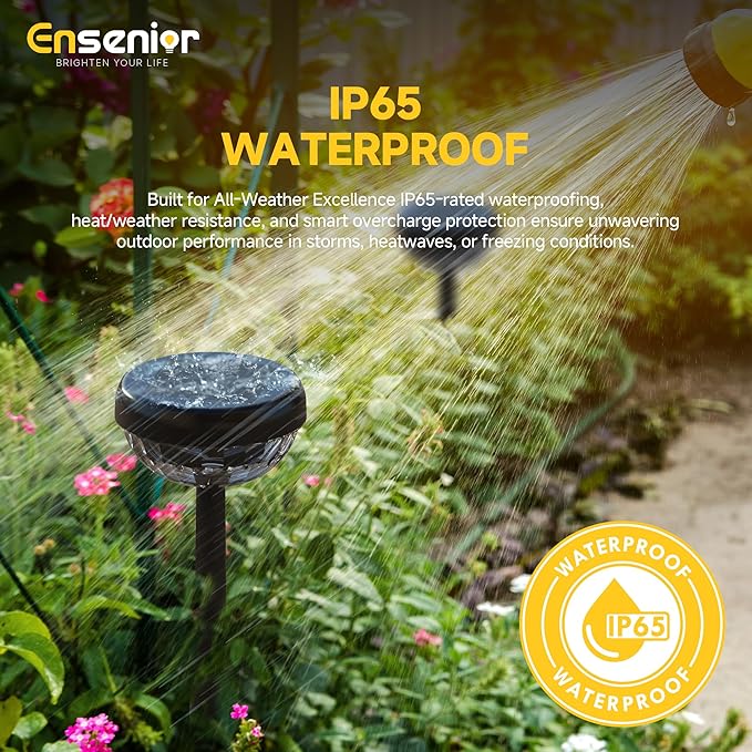 Ensenior Color Changing Solar Lights Outdoor, Auto ON/Off 6500K White Light & - Image 5