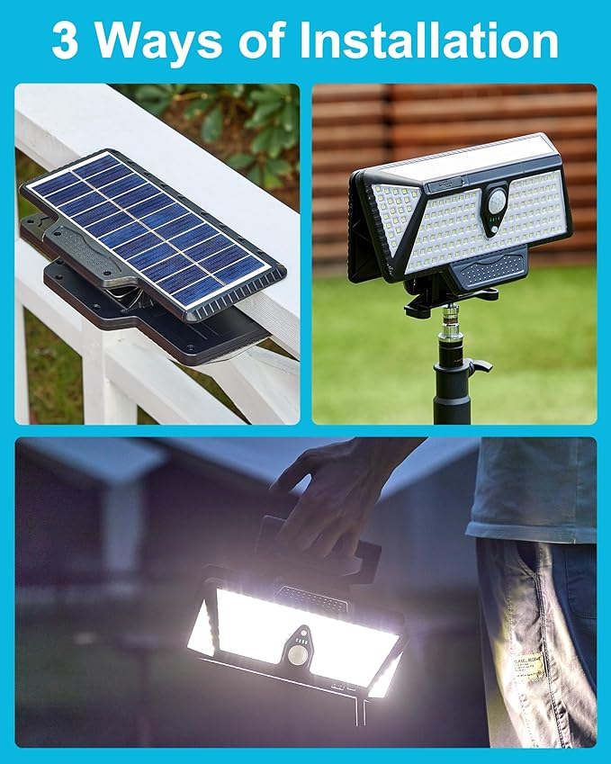 Large Clip on Solar Lights Outdoor, 208 LEDs 1000Lum Bright Solar Security Light - Image 6