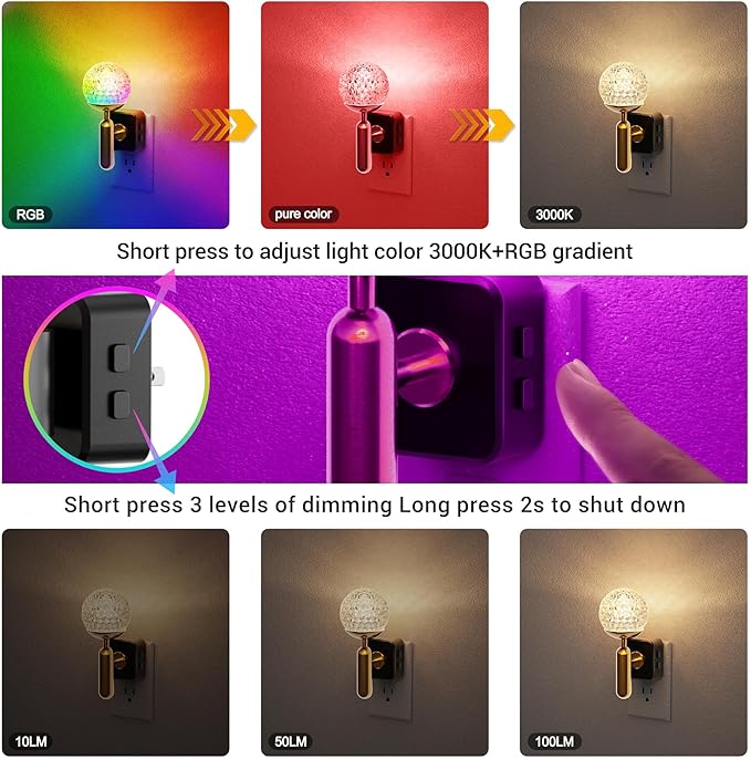 JandCase Night Light, Night Lights Plug into Wall, Color Change RBG Nightlight - Image 5
