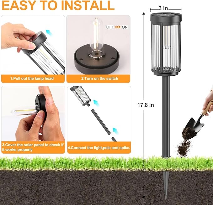 EXCMARK 8 Pack Outdoor Solar Lights Waterproof - Image 4