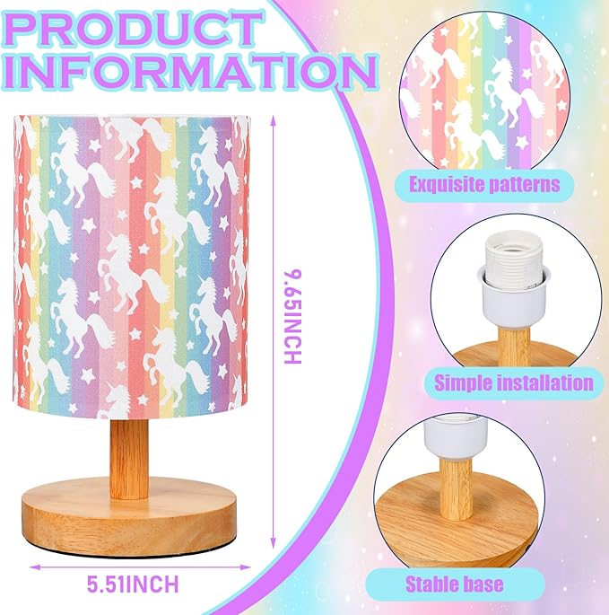 VIHOSE Unicorn Kids Table Lamp for Bedroom Kids Bedside Lamp - Image 4