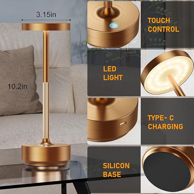 SAKRINGT 2 Pack Rechargeable Cordless Table Lamp - Image 9