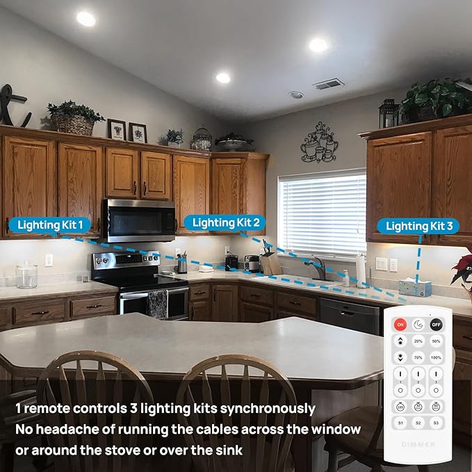 Litever Under Cabinet Lighting Kit. Slim. Super Bright. 21W. Dimmable. Remote - Image 2