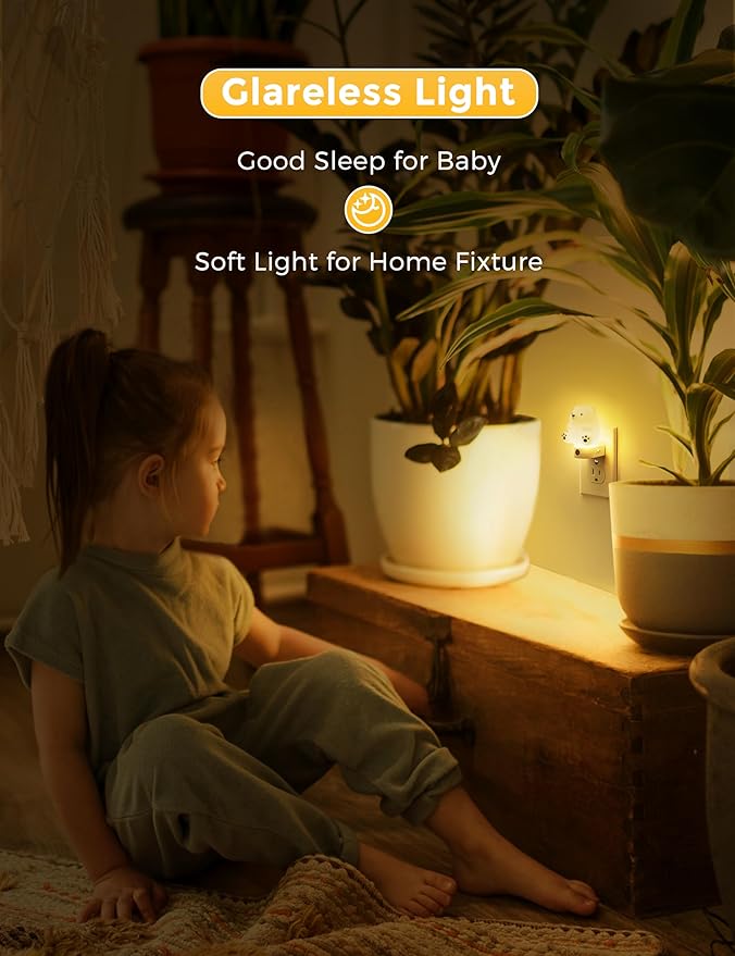 L LOHAS LED Night Light for Kids, 3D Cute Bear Night Light Plug in, Dusk to - Image 5