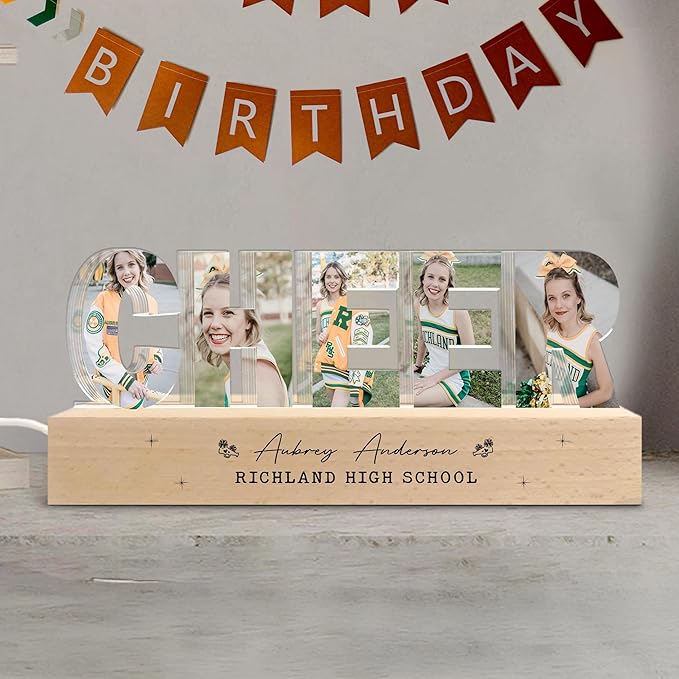 Personalized Cheerleader Photo Collage Night Light – Custom Cheerleader Gift - Image 3