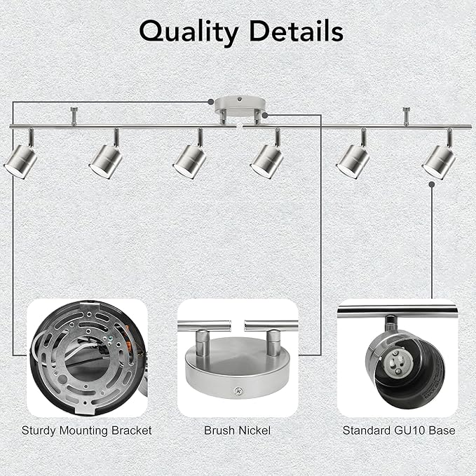 6-Light Brushed Nickel Track Lighting Kit - Image 7
