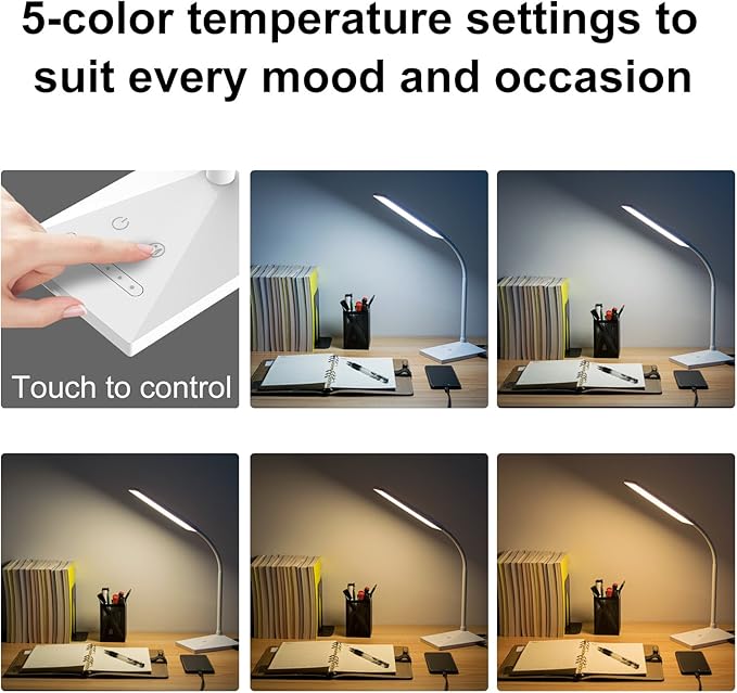 RAOYI LED Desk Lamp, 12W Dimmable Table Lamp Eye-Caring Reading Light - Image 5