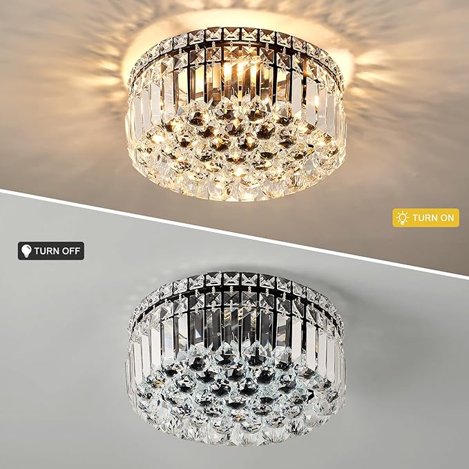 4-Light Black Crystal Chandeliers Flush Mount Chandelier Light Fixture - Image 2