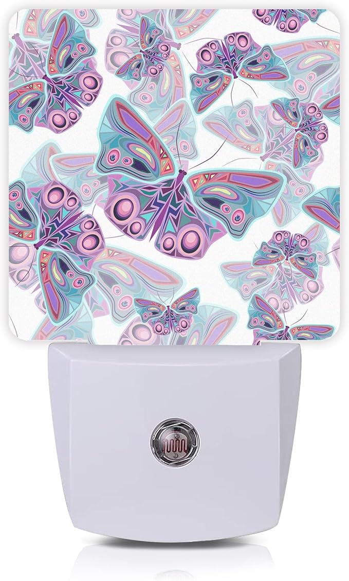 Butterflies Night Light, Colorful Purple Butterflies Night Lights Plug into Wall by Oeaskly