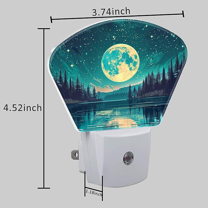 Fantasy Lake Forest Plug in Night Lights, Full Moon in Starry Sky Nightlight - Image 5