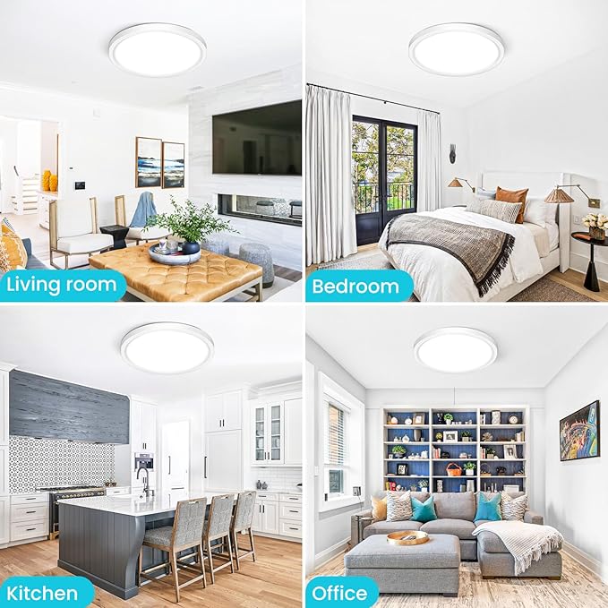libtit 12 inch Flush Mount LED Ceiling Light Fixture, 3000K 4000K 6500K - Image 6