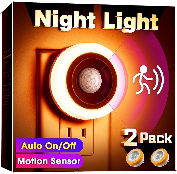 Briignite Motion Sensor Night Light Orange, Night Lights Plug into Wall - Image 2
