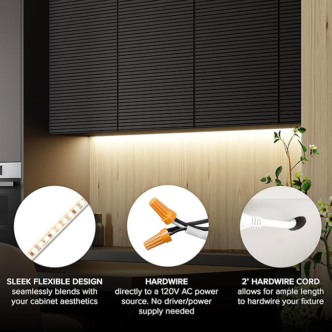 Maxxima 36 in. Hardwired LED Under Cabinet Strip Light, 1380 Lumens, 3000K Warm - Image 4