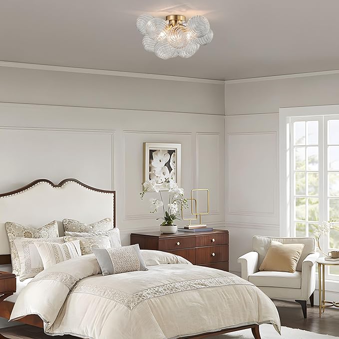 GoYeel Semi Flush Chandelier Gold, Modern Light Fixtures Ceiling Mount Lighting - Image 8