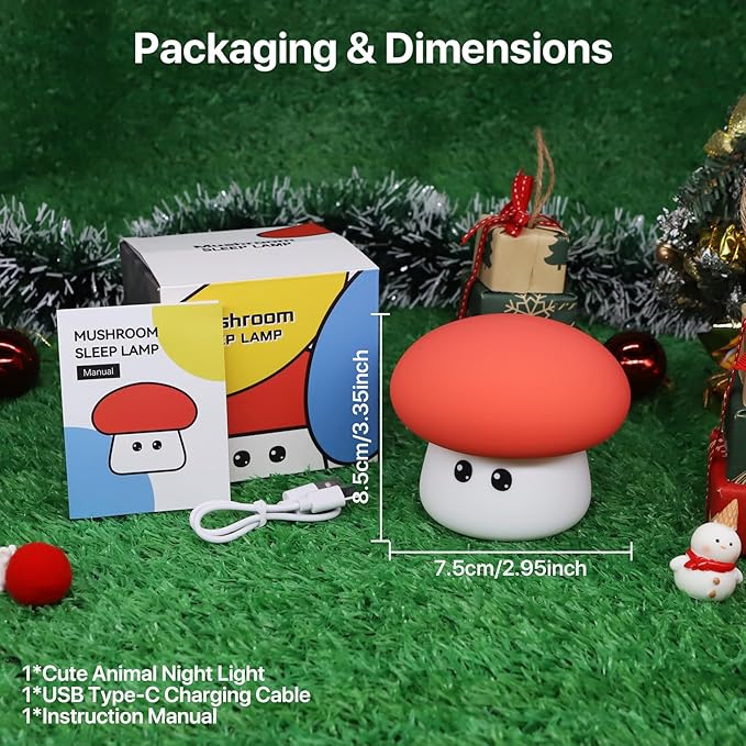 Cute Mushroom Night Light for Kids Rechargeable, Battery Operated Nightlight 3 - Image 8