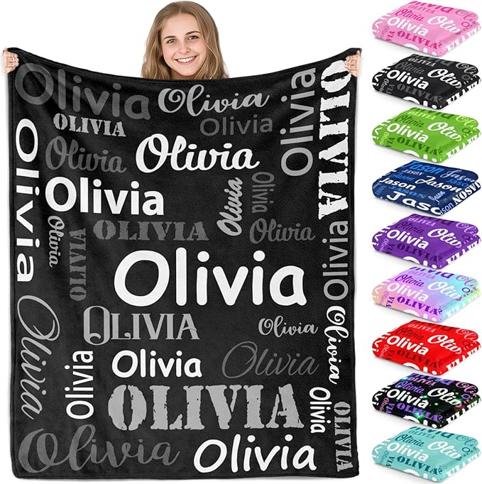 Gudina Personalized Name Blankets and Throws Custom Blanket by Gudina