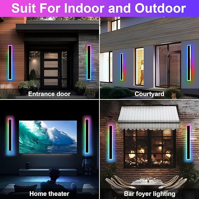 Modern RGB Long Outdoor Wall Lights - Image 2