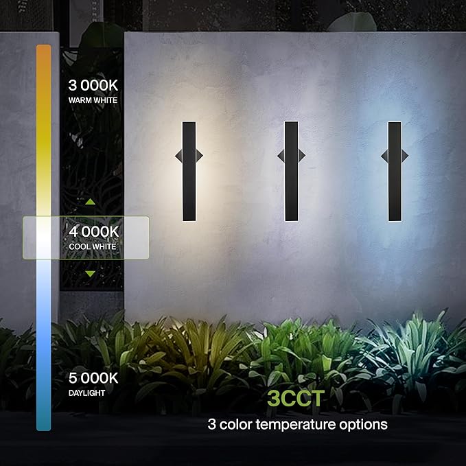 ASD LED 24" Long Wall Mount Light Fixture, Outdoor & Indoor Linear Sconce | 3CCT - Image 5