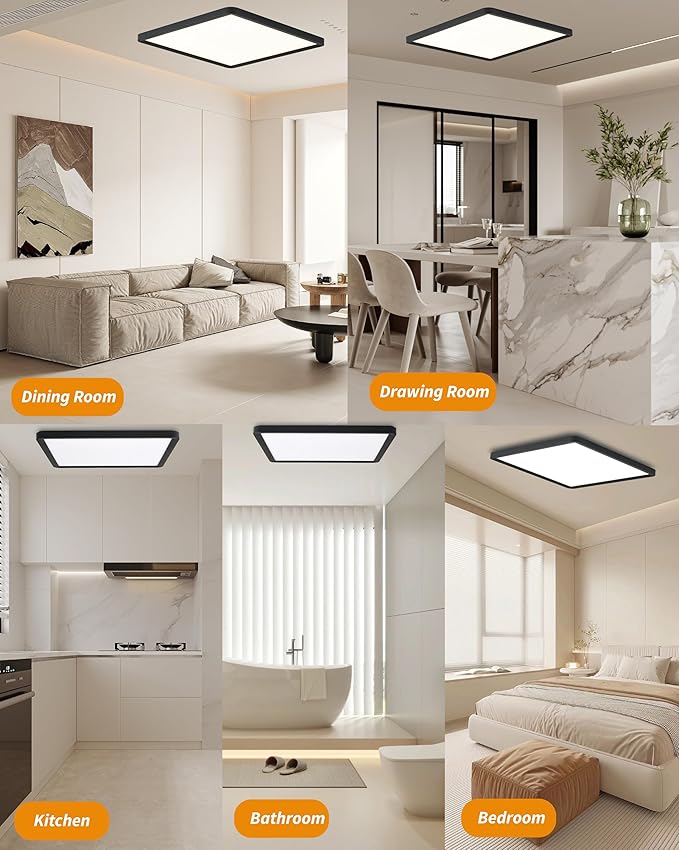 Square Led Flush Mount Ceiling Light, 20 Inch 40w 4520lm led Light 3000k - Image 3