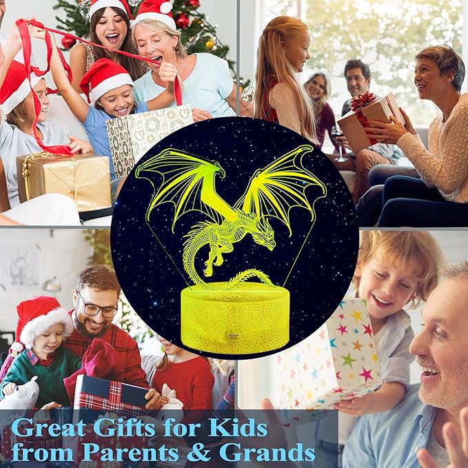 Dragon Night Light, Dragon Gifts, 3D Illusion Lamp - Image 5