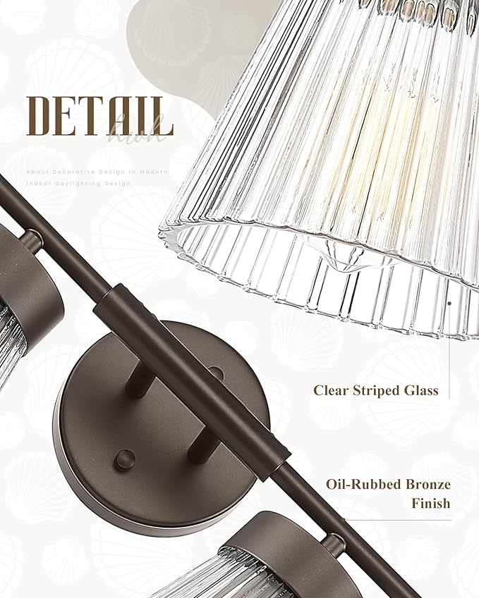 4-Light Bathroom Vanity Light, HWH Oil-Rubbed Bronze Bathroom Light Fixtures - Image 3
