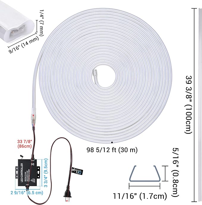 DELight 100FT Warm White Neon Rope Lights - Image 9