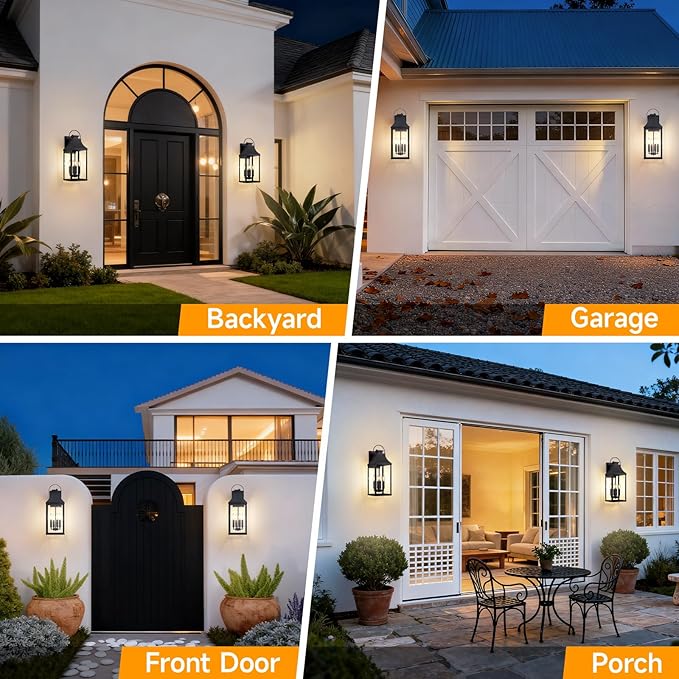 tewei Dusk to Dawn Outdoor Wall Lantern, 4-Light Modern Exterior Lighting - Image 7