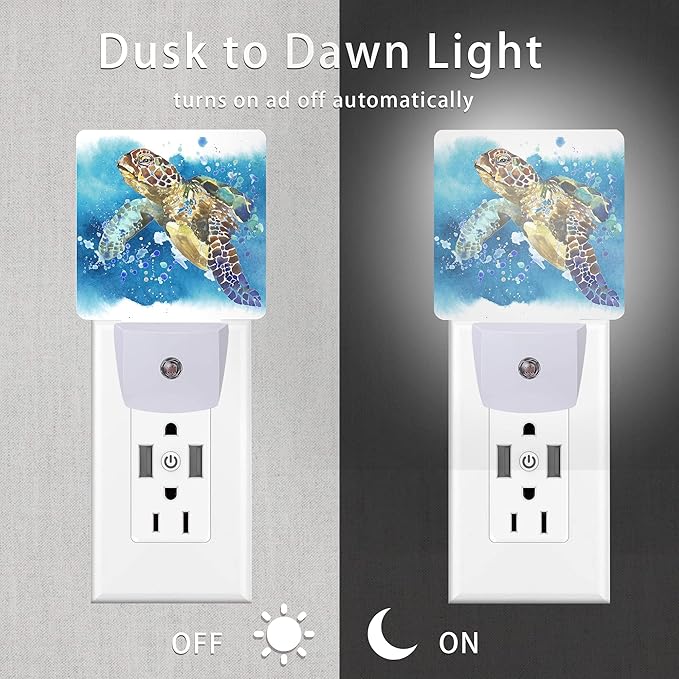 Turtle Night Light, Watercolor Sea Turtle Night Lights 0.5W Sleep Friendly - Image 3