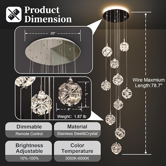 10-Light High Ceilings Long Chandeliers Modern Crystal Staircase Chandelier - Image 6