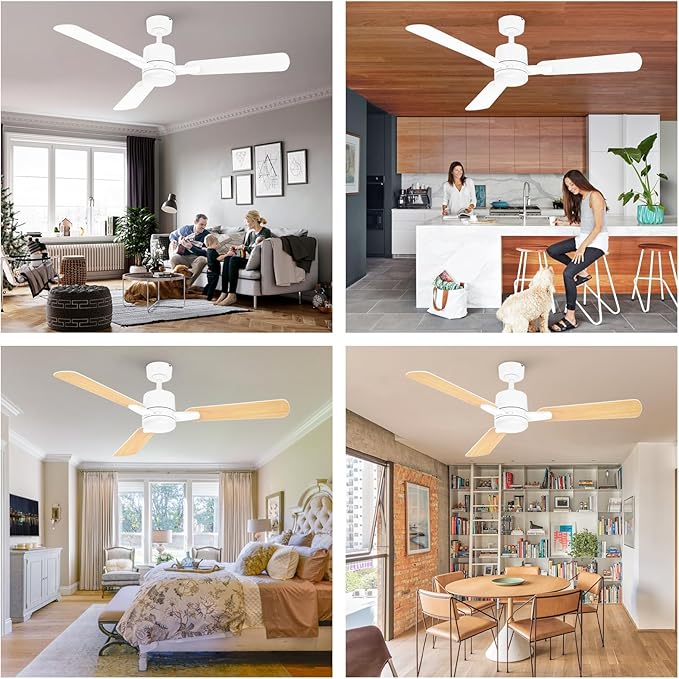 Ceiling Fans with Lights, 52 Inch Low Profile Ceiling Fan with Light and Remote - Image 7
