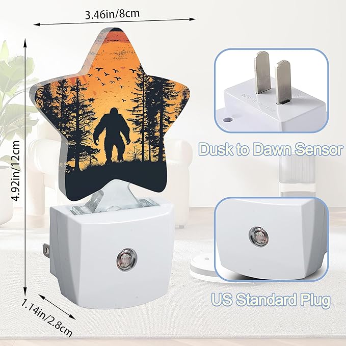 Big Foot Forest Night Light, Sunset Landscape Plug-in Star Night Lights - Image 2