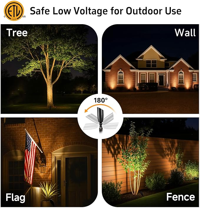 Gardenreet Low Voltage Spotlight LED - 12V Black Outdoor Light Fixture Weather - Image 5