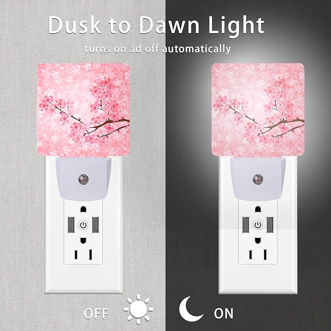 Cherry Blossoms Night Light, Spring Flower Night Lights Plug into Wall - Image 3
