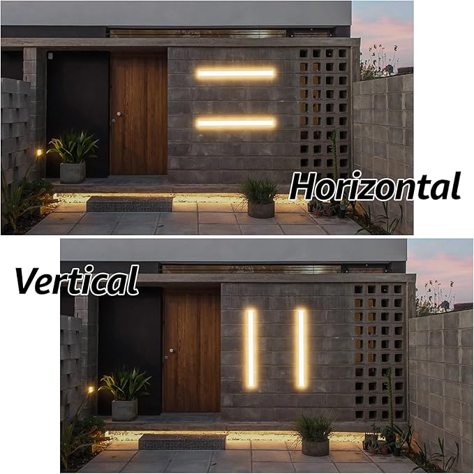 2 Pack 31.5inch Long Outdoor White Wall Lights 24W 3000K Modern Porch Lights - Image 4
