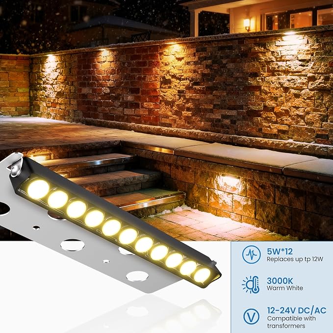 ZZXX 12W Retaining Wall Lights LED Hardscape Lighting Low Voltage Step Lights - Image 2