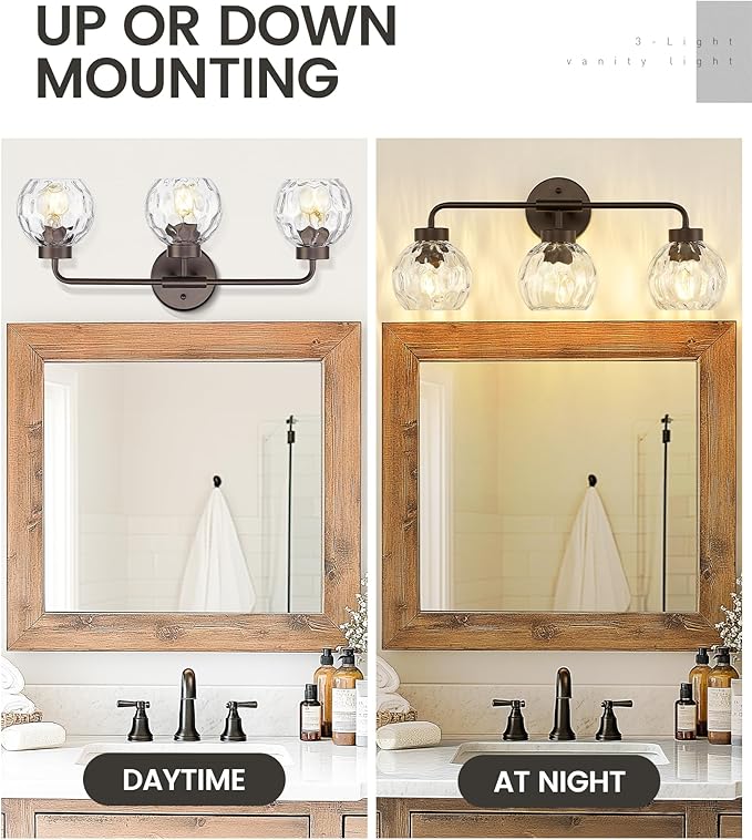 zeyu 3-Light Farmhouse Vanity Light, 23 inch Bathroom Light Fixtures - Image 3
