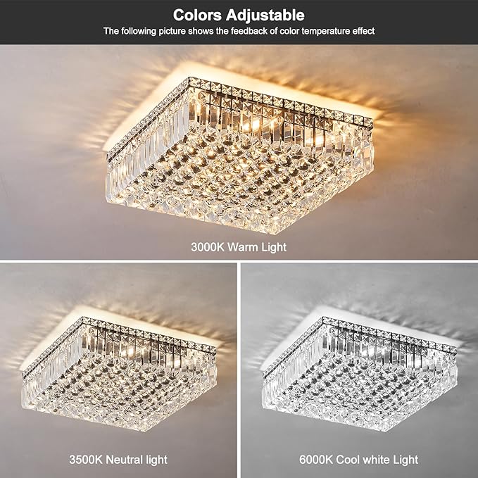 12-Lights Black Crystal Flush Mount Ceiling Light Fixtures, Elegant Crystal - Image 4