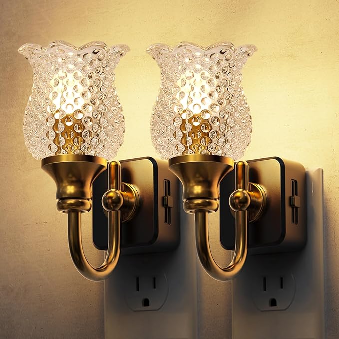 L LOHAS LED Night Lights Plug into Wall, 2 Pack 3000K Soft White LED Floral by LLOHASLED