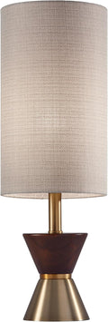 Adesso Table Lamp with Antique Bronze and Walnut Base, Bedside Table, Home by Adesso