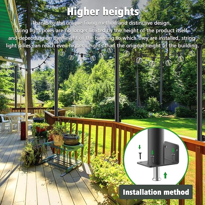 4 Pack String Light Poles, 5Ft Metal Poles - Image 5