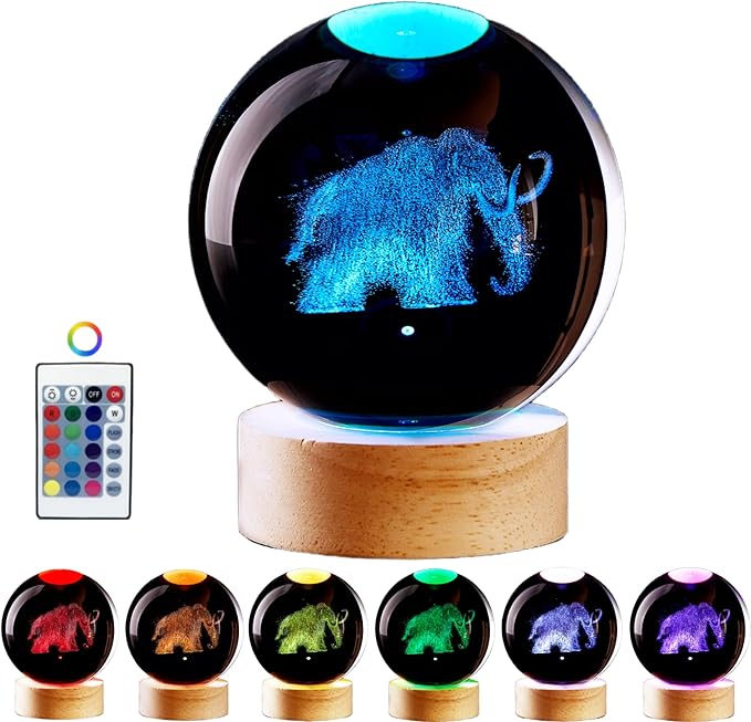 Large Elephant Crystal Ball Night Light by Unknown