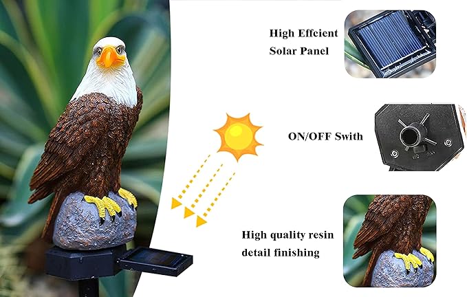 Eagle Figurine Garden Solar Stake Light Solar Eagle Lights Outdoor Decorative - Image 4