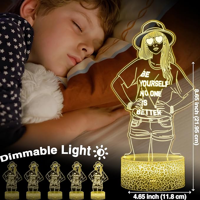 Night Light, Birthday Gift for Girls, Dimmable 3D Lamp Illusion LED, Merch for - Image 4