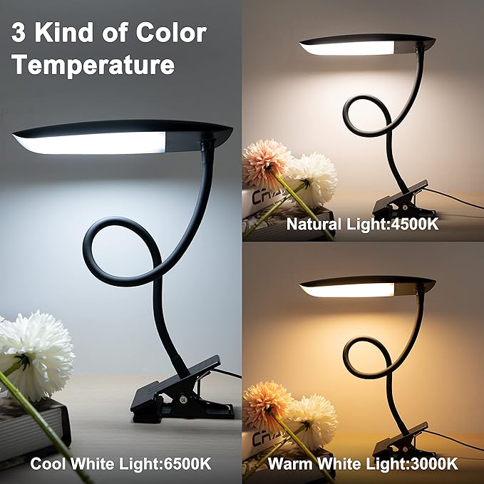 Clip on Lamp USB Reading Light 3 Color Modes 3000-6000K and 10 Brightness 8W 40 - Image 3