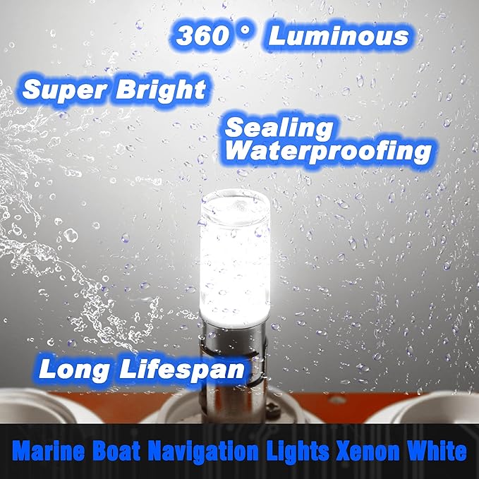 BA15D 1004 1142 1076 90 Marine Boat Navigation Lights Xenon White 6000K 12V 24V - Image 3