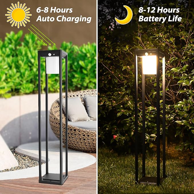 Solar Motion Pathway Lights Outdoor, Aluminum Waterproof Floor Lamp, 3 Lighting - Image 4