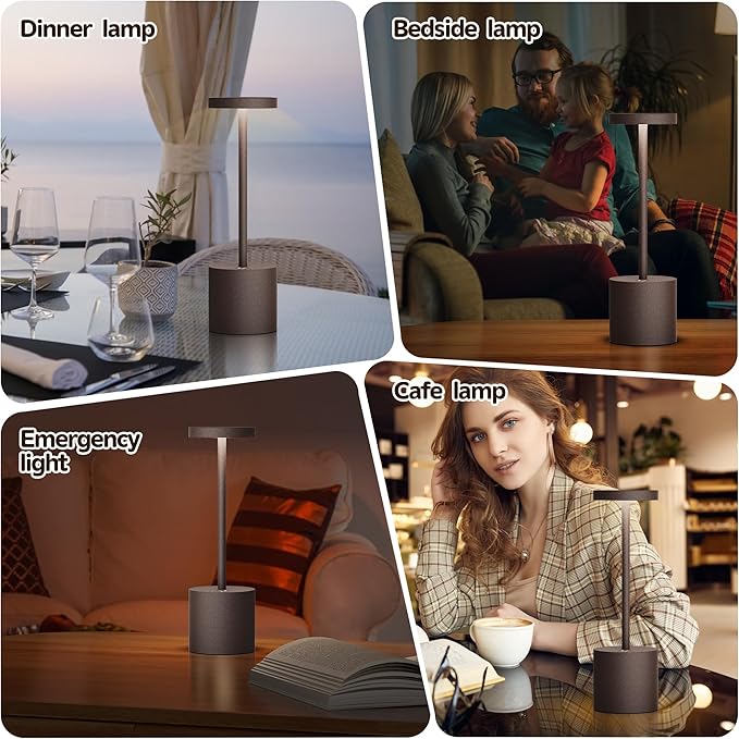 2Pack Cordless Table Lamp, Rechargeable LED Battery 5000mAh Metal USB Portable - Image 5