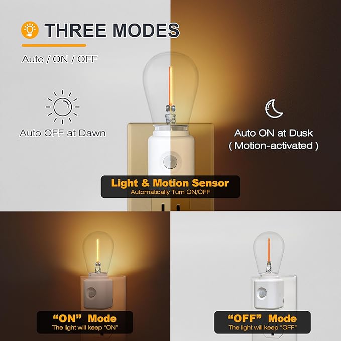 Night Light, Automatic Night Lights Plug into Wall, 2200K Amber Adjustable - Image 3